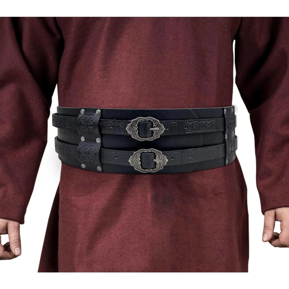 Viking Wide Belt, Medieval Faux Leather Armor Knight  h